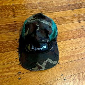 Supreme 5-panel hat. Camo x Green. One Size. Great Condition.